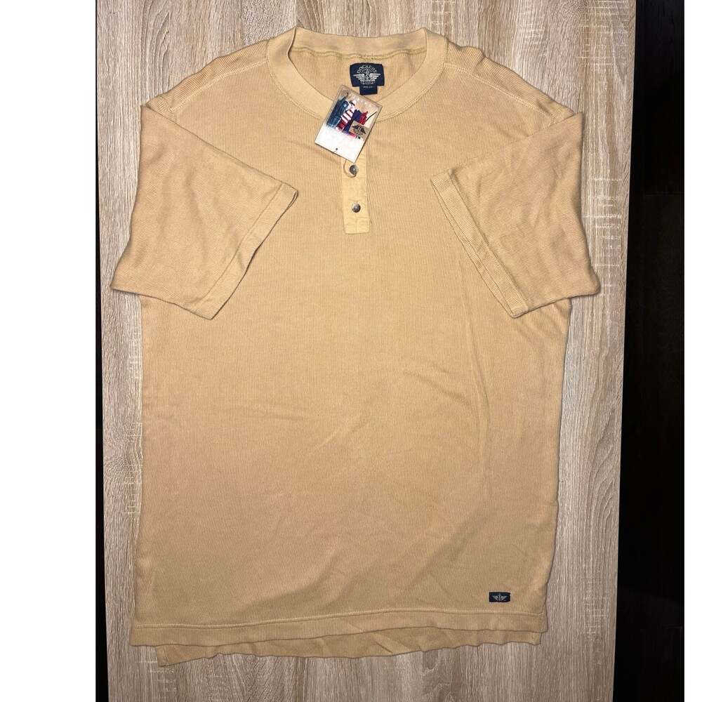 Dockers Henley Yellow Vintage Pullover TShirt Large NWT